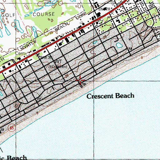 Topographic Map of Crescent Beach, SC