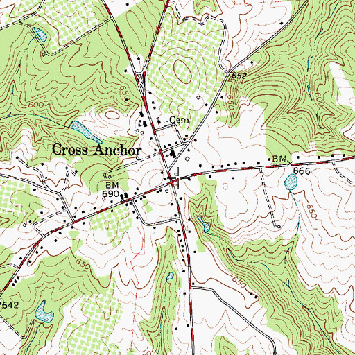 Topographic Map of Cross Anchor, SC