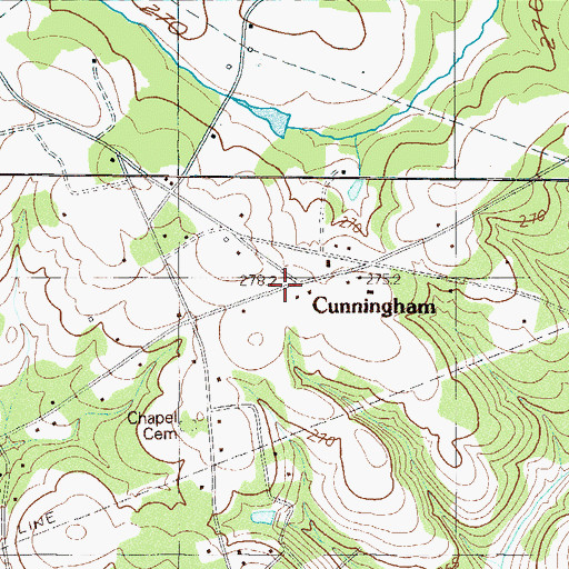 Topographic Map of Cunningham, SC