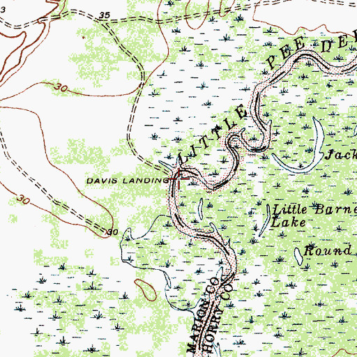 Topographic Map of Davis Landing, SC