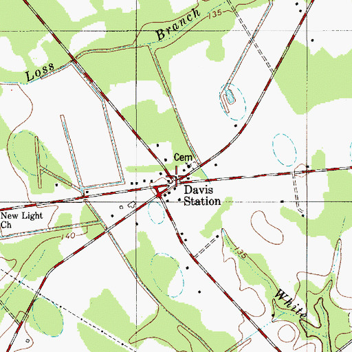 Topographic Map of Davis Station, SC