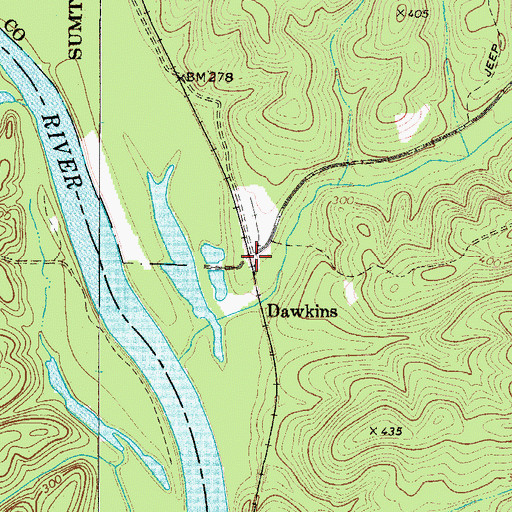 Topographic Map of Dawkins, SC