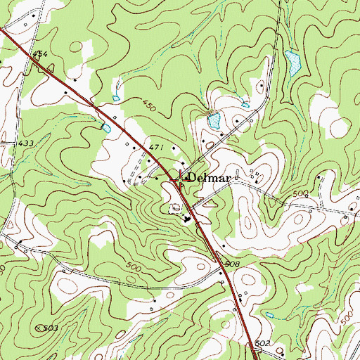 Topographic Map of Delmar, SC