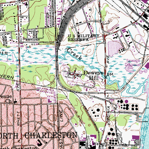 Topographic Map of Deweys Hill, SC