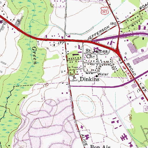 Topographic Map of Dinkins, SC
