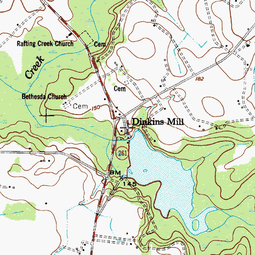 Topographic Map of Dinkins Mill, SC
