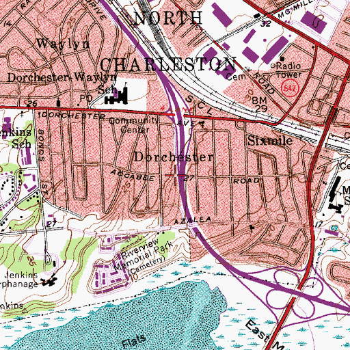 Topographic Map of Dorchester, SC
