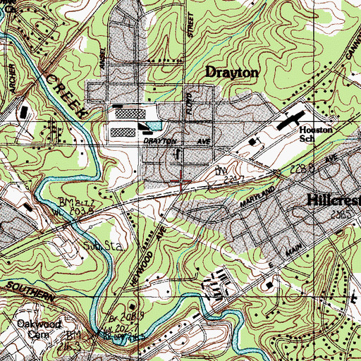 Topographic Map of Drayton, SC