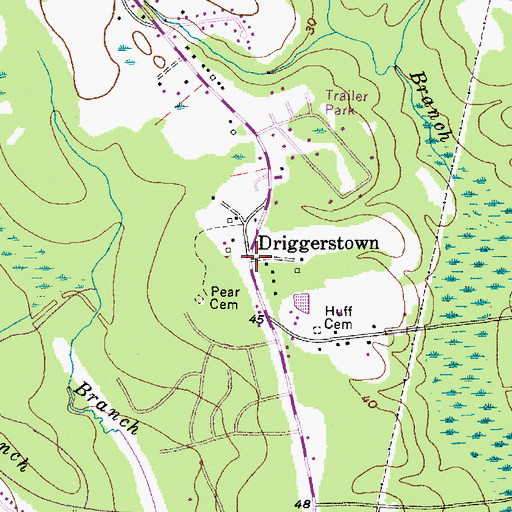 Topographic Map of Driggerstown, SC