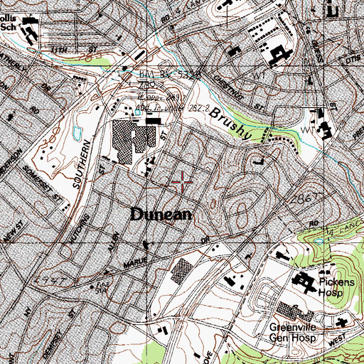 Topographic Map of Dunean, SC