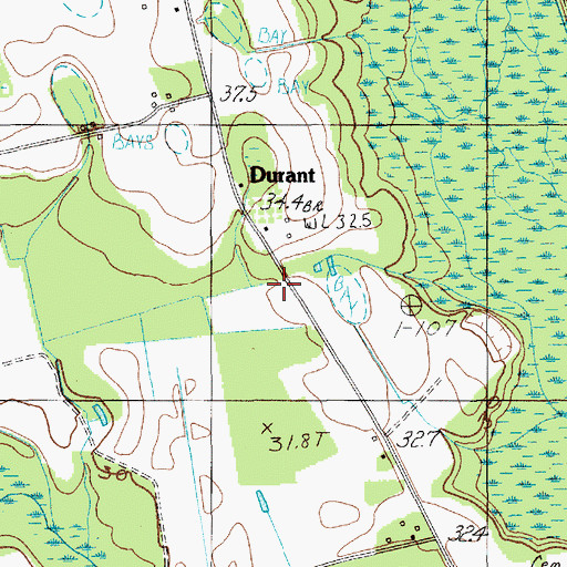 Topographic Map of Durant, SC