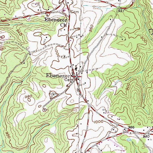 Topographic Map of Ebenezer, SC