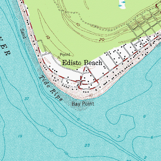 Topographic Map of Edisto Beach, SC