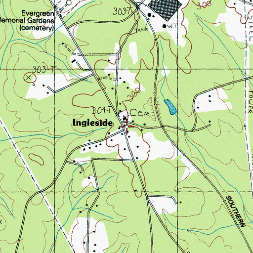 Topographic Map of Ingleside, SC