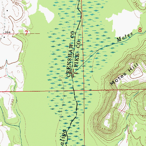 Topographic Map of Motes Mill Creek, AL