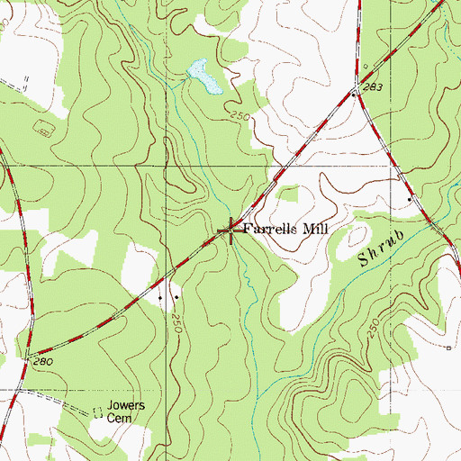 Topographic Map of Farrells Mill, SC
