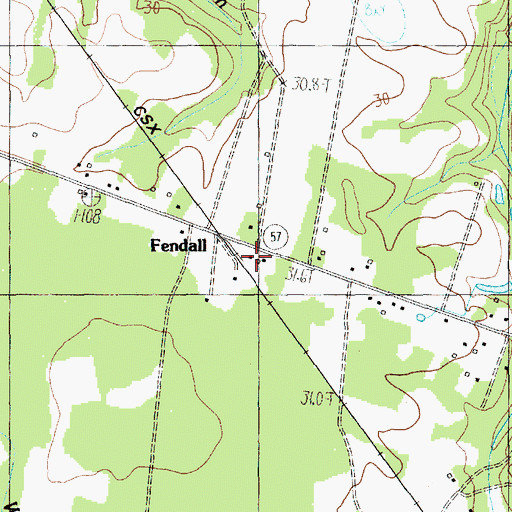 Topographic Map of Fendall, SC