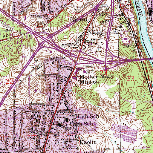Topographic Map of Mother Mary Mission, AL