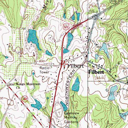 Topographic Map of Filbert, SC