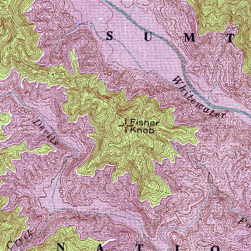 Topographic Map of Fisher Knob, SC