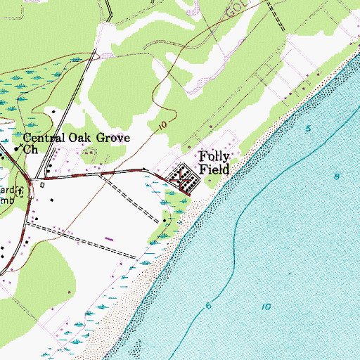 Topographic Map of Folly Field, SC