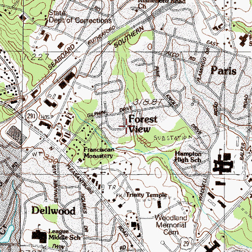 Topographic Map of Forest View, SC