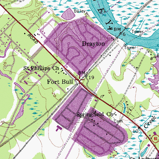 Topographic Map of Fort Bull, SC