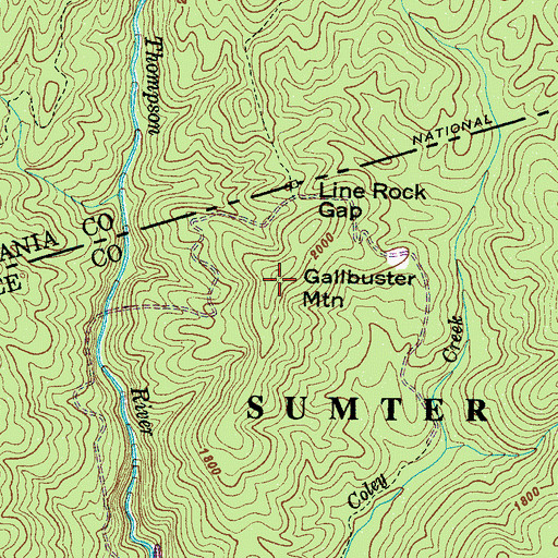 Topographic Map of Gallbuster Mountain, SC