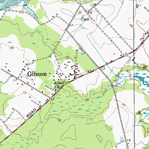 Topographic Map of Gibson, SC