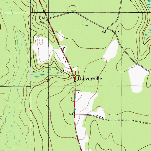 Topographic Map of Gloverville, SC