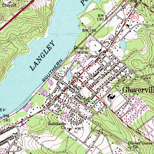 Topographic Map of Gloverville, SC