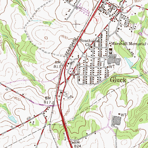 Topographic Map of Gluck, SC