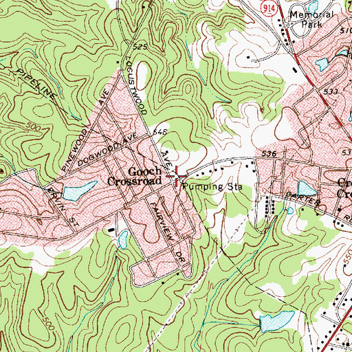 Topographic Map of Gooch Crossroad, SC