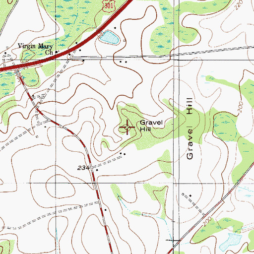 Topographic Map of Gravel Hill, SC