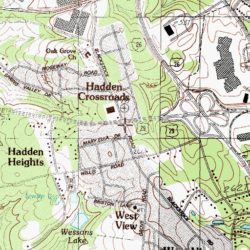 Topographic Map of Hadden Crossroads, SC