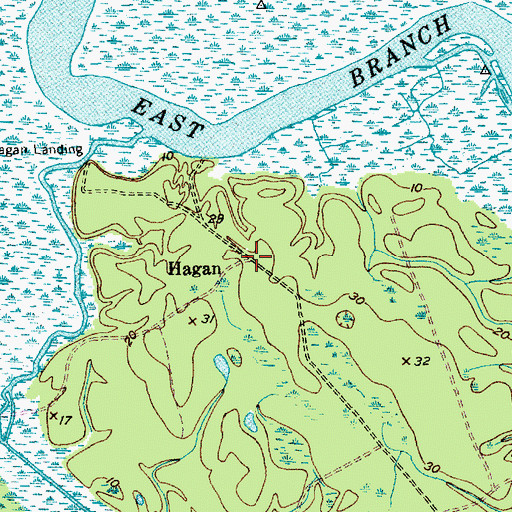 Topographic Map of Hagan, SC
