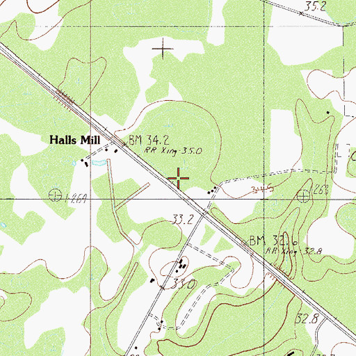 Topographic Map of Halls Mill, SC
