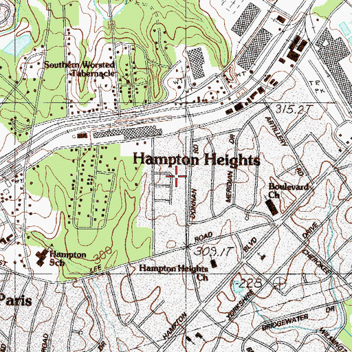 Topographic Map of Hampton Heights, SC