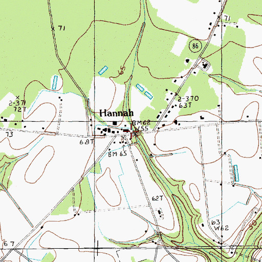 Topographic Map of Hannah, SC