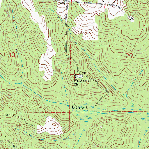 Topographic Map of Mount Aerial Church, AL