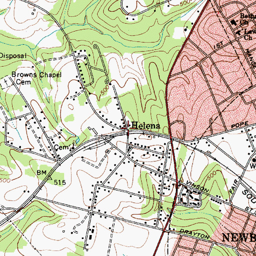 Topographic Map of Helena, SC