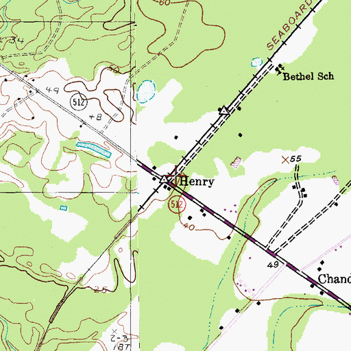 Topographic Map of Henry, SC