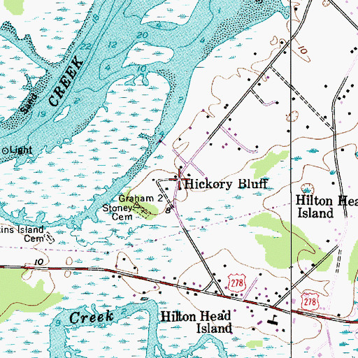 Topographic Map of Hickory Bluff, SC