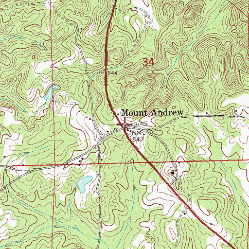Topographic Map of Mount Andrew, AL