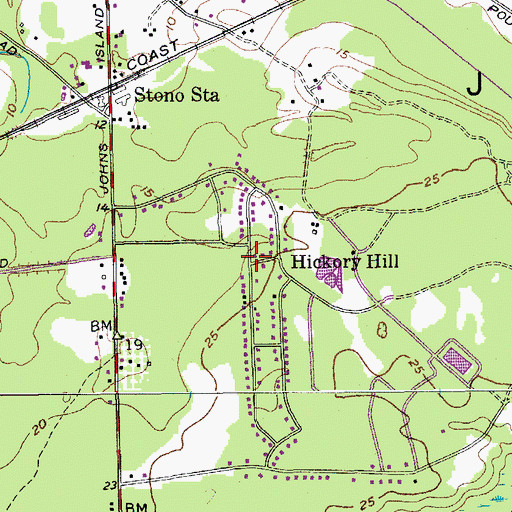 Topographic Map of Hickory Hill, SC