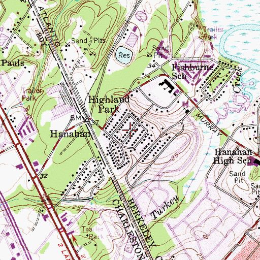 Topographic Map of Highland Park, SC