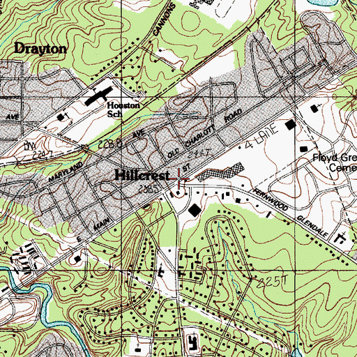 Topographic Map of Hillcrest, SC