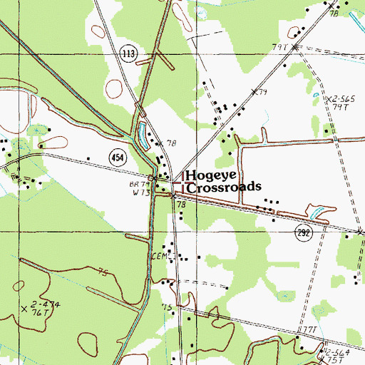 Topographic Map of Hogeye Crossroads, SC
