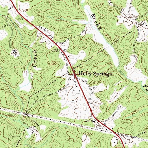 Topographic Map of Holly Springs, SC