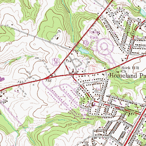 Topographic Map of Homeland Park, SC
